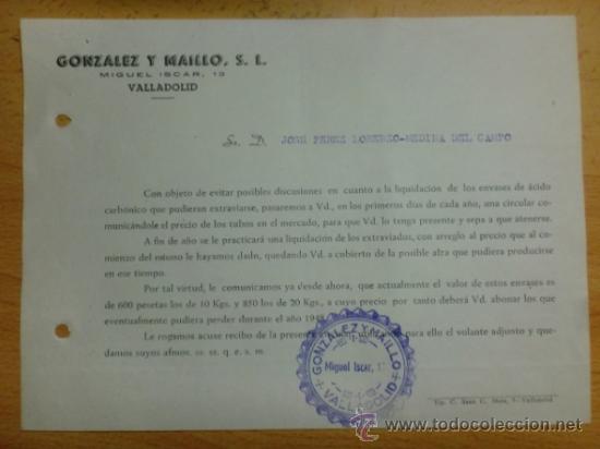 Lettres commerciales: CARTA COMERCIAL. VALLADOLID. 1948. GONZALEZ Y MAILLO, S. L.