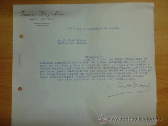 Lettres commerciales: CARTA COMERCIAL. LEON. DICIEMBRE 1948. FRANCISCO DIAZ ALONSO. AGENTE COMERCIAL.