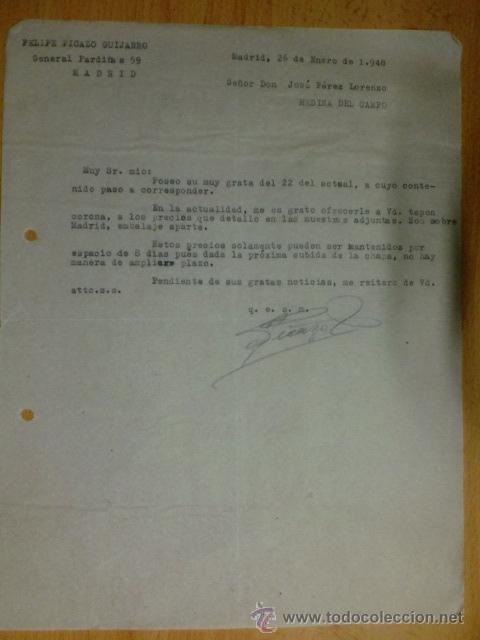 Lettres commerciales: CARTA COMERCIAL. MADRID. ENERO 1948. FELIPE PICAZO GUIJARRO.