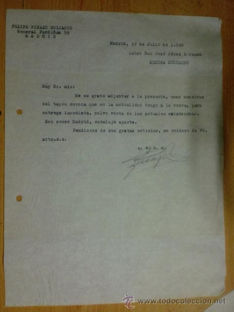 Lettere commerciali: CARTA COMERCIAL. MADRID. JULIO 1948. FELIPE PICAZO GUIJARRO.