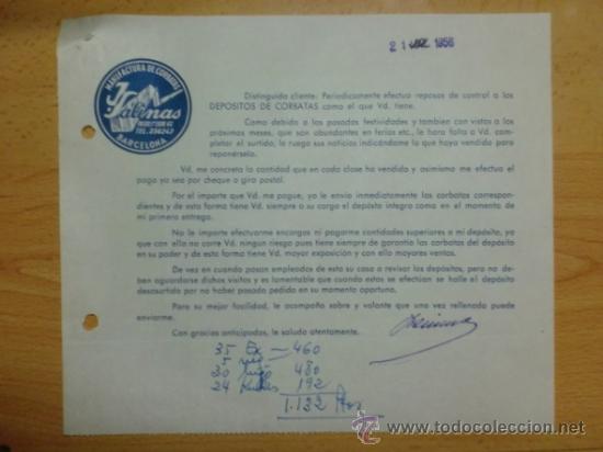 Lettere commerciali: CIRCULAR. BARCELONA. 1958. MANUFACTURAS DE CORBATAS, J. SALINAS.
