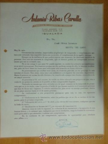 Lettere commerciali: CIRCULAR. IGUALADA. ANTONIO RIBAS CARULLA. FAFRICA DE GENEROS DE PUNTO.