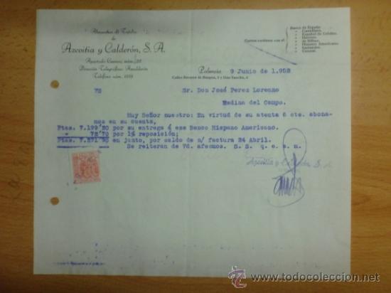 Lettere commerciali: CARTA COMERCIAL. PALENCIA. JUNIO 1952. AZCOITIA Y CALDERON, S. A. ALMACENES DE TEJIDOS.