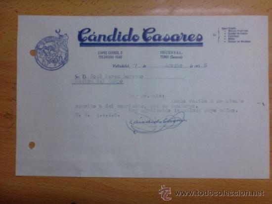 Lettere commerciali: CARTA COMERCIAL. VALLADOLID. AGOSTO 1958. CANDIDO CASARES. EL TRIUNFO. TEJIDOS.