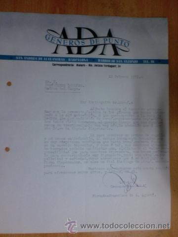 Lettere commerciali: CARTA COMERCIAL. BARCELONA. FEBRERO 1952. GENEROS DE PUNTO ADA.