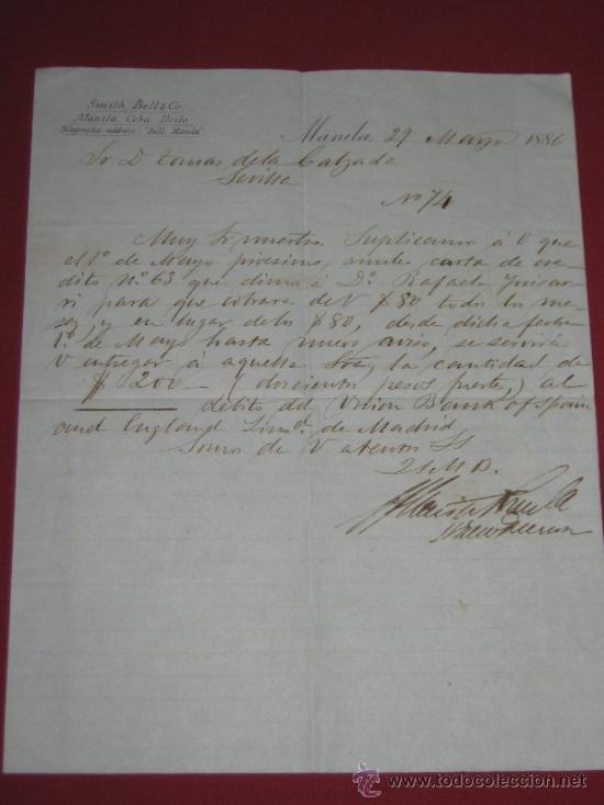 Cartas comerciales: CARTA COMERCIAL DE 1886 - SNUTG BELL & CO - Foto 1