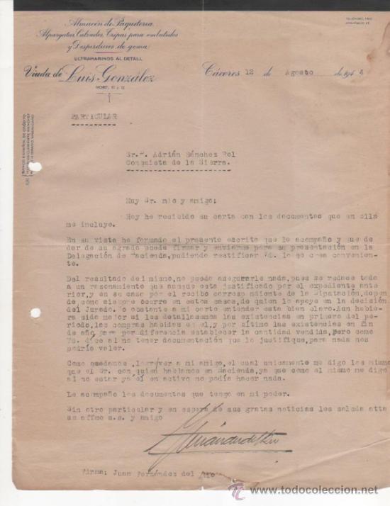 Cartas comerciais: Lote Cartas comerciales de la provincia de C&aacute;ceres. A&ntilde;os 40.  Ver fotos.