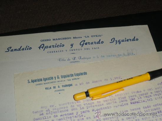 Commercial Letters: QUESO MANCHEGO LA OBEJA. VILLA DE DON FABRIQUE, TOLEDO. 2 CARTAS COMERCIALES.