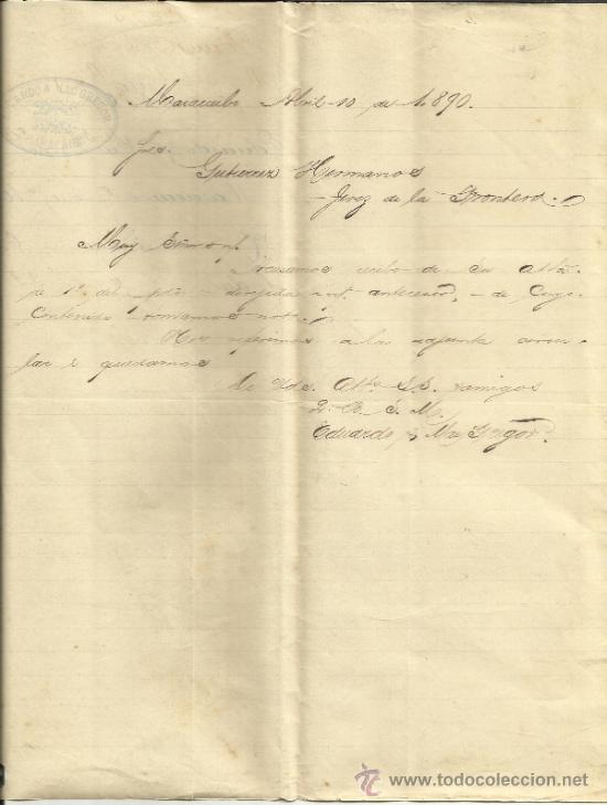 Lettres commerciales: CARTA COMERCIAL DE EDUARDO & MAC GREGOR. MARACAIBO, VENEZUELA. 1890