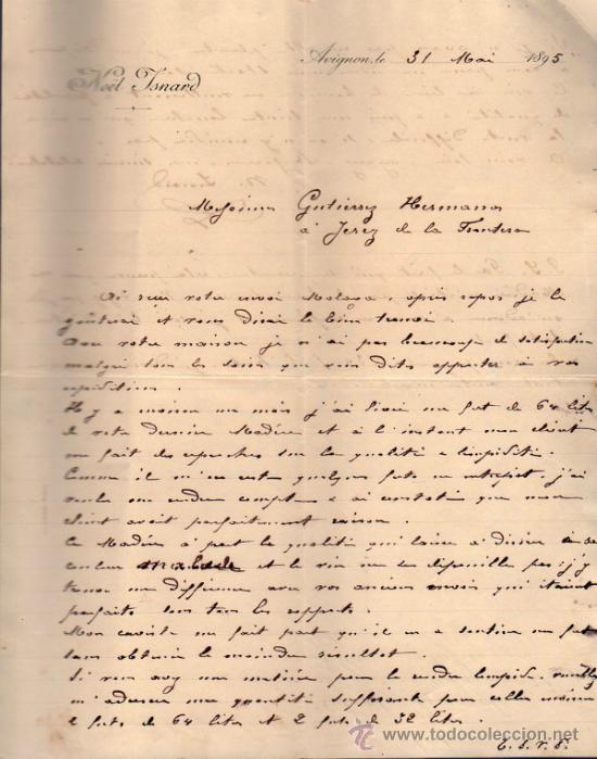 Cartas comerciales: CARTA COMERCIAL DE NO&Euml;L ISNARD. AVIGNON 1895, FRANCE