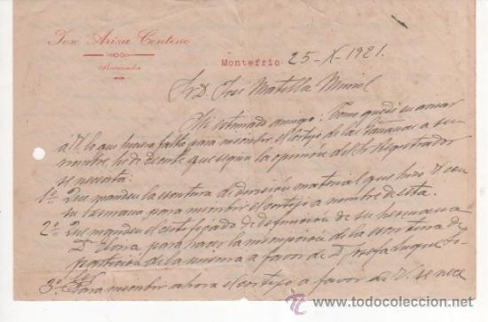 Cartas comerciais: 2 Cartas comerciales Jos&eacute; Ariza Centeno: Procurador de Montefr&iacute;o ( Granada ). A&ntilde;o 1921