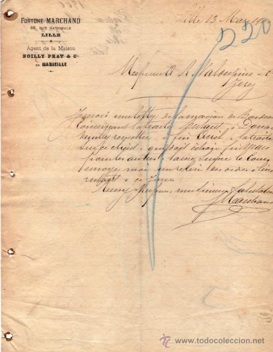 Commercial Letters: CARTA COMERCIAL DE FORTUN&Eacute; MARCHAND. LILLE 1900, FRANCE