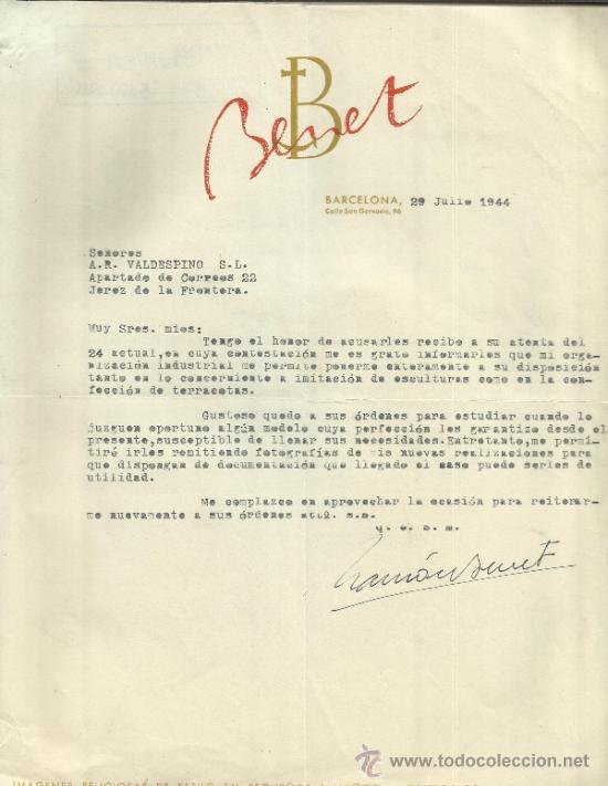 Commercial Letters: CARTA COMERCIAL DE BENET. BARCELONA. 1944