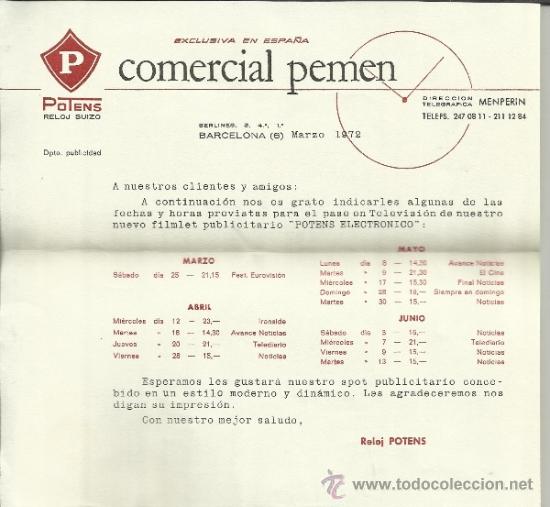 Lettere commerciali: CIRCULAR DE COMERCIAL PEMEN. BARCELONA. 1972