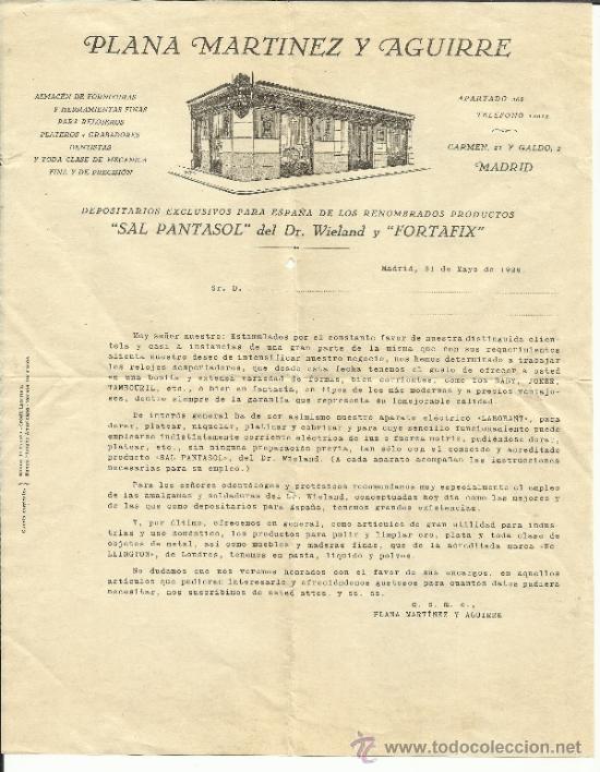 Lettere commerciali: CIRCULAR DE PLANA MART&Iacute;NEZ Y AGUIRRE. ALMAC&Eacute;N DE FORNITURAS. MADRID. 1929