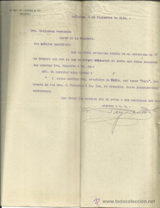 Commercial Letters: CARTA COMERCIAL DE R. REY DE CASTRO & Co. MOLLENDO. PER&Uacute;. 1912