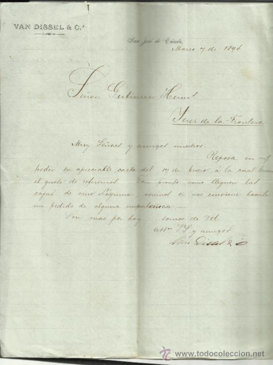 Cartas comerciais: CARTA COMERCIAL DE VAN DISSEN & C&ordf;. SAN JOS&Eacute; DE C&Uacute;CUTA. COLOMBIA. 1894