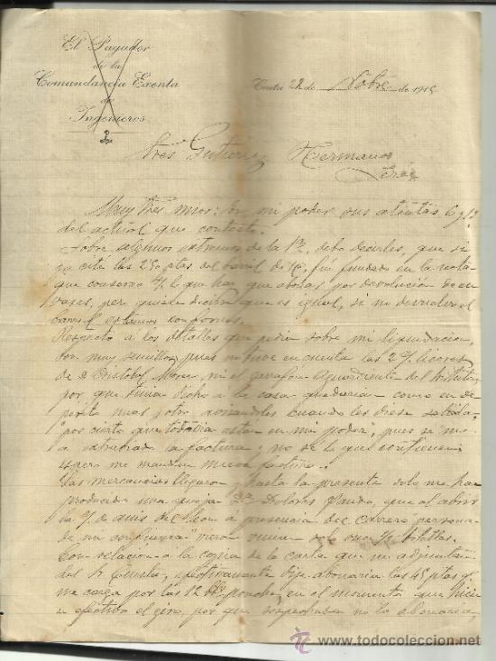 Commercial Letters: CARTA COMERCIAL DE FRANCISCO MADRIGAL. CEUTA. 1915