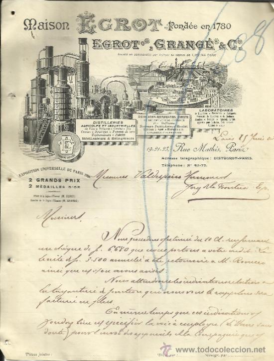 Lettere commerciali: CARTA COMERCIAL DE EGROT, GRANTE & CIE. MAISON EGROT. PARIS. FRANCIA. 1903