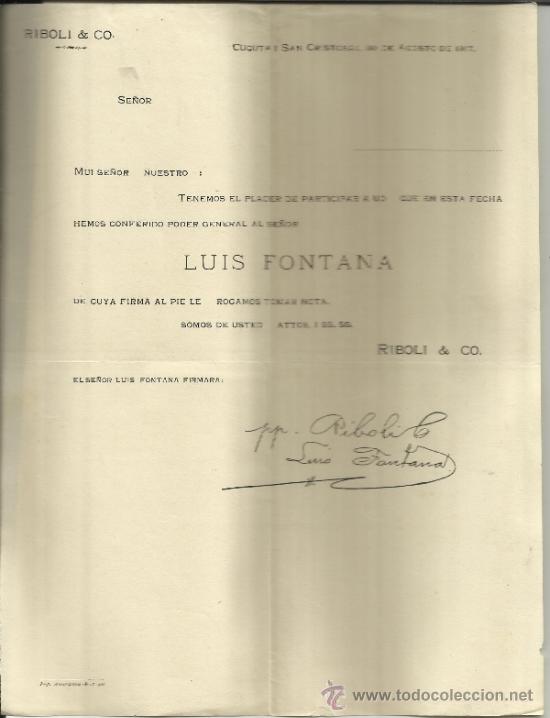 Lettere commerciali: CARTA CIRCULAR DE RIBOLI & CO. LUIS FONTANA. C&Uacute;CUTA. COLOMBIA. 1917