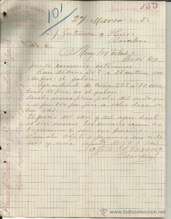 Gesch&auml;ftsbriefe: CARTA COMERCIAL DE CAMPA Y COMP&ordf;. CARDENAS. CUBA. 1895