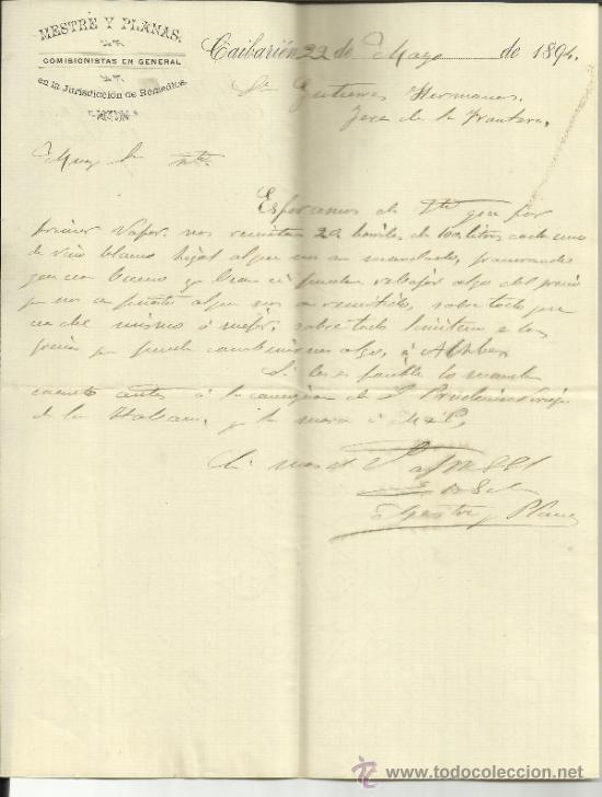 Gesch&auml;ftsbriefe: CARTA COMERCIAL DE MESTRE Y PLANAS. COMISIONISTAS EN GENERAL. CAIBARI&Eacute;N. CUBA. 1894