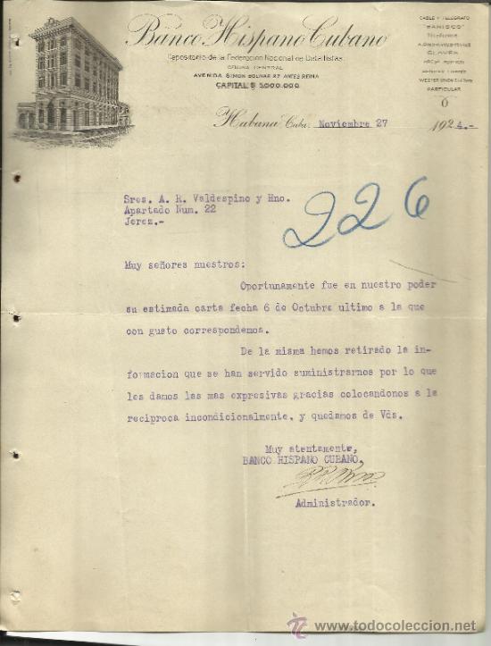 Gesch&auml;ftsbriefe: CARTA COMERCIAL DE BANCO HISPANO CUBANO. HABANA. CUBA. 1924