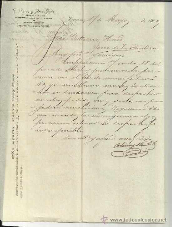 Lettres commerciales: CARTA COMERCIAL DE R. SIERRA Y HNO. SUCS. ALMACENISTAS. VERACRUZ. M&Eacute;XICO ( M&Eacute;XICO). 1900