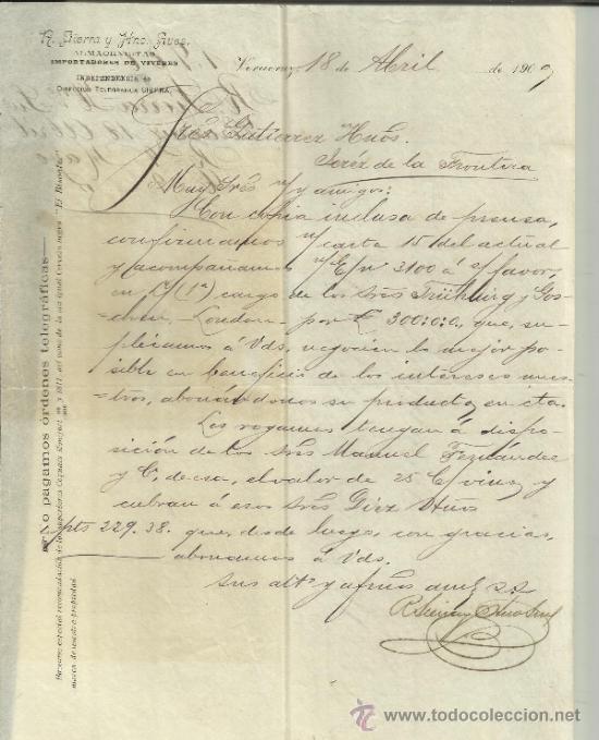 Lettres commerciales: CARTA COMERCIAL DE R. SIERRA Y HNO. SUCS. ALMACENISTAS. VERACRUZ. M&Eacute;XICO ( M&Eacute;XICO). 1900
