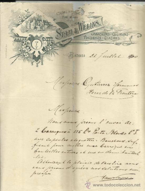 Lettres commerciales: CARTA COMERCIAL DE STAM & WEIJNS. COMESTIBLES. BATAVIA. EEUU. 1900