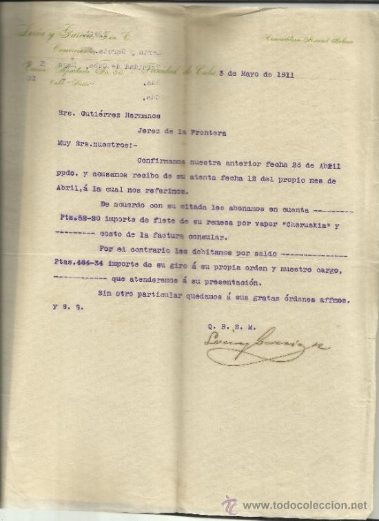 Cartas comerciais: CARTA COMERCIAL DE LERIA Y GARC&Iacute;A, S. EN C. TRINIDAD DE CUBA. CUBA. 1911