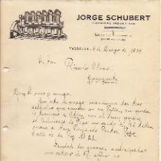 Cartas comerciales: JORGE SCHUBERT INGENIERO INDUSTRIAL. VALENCIA 1934. Lote 38615736