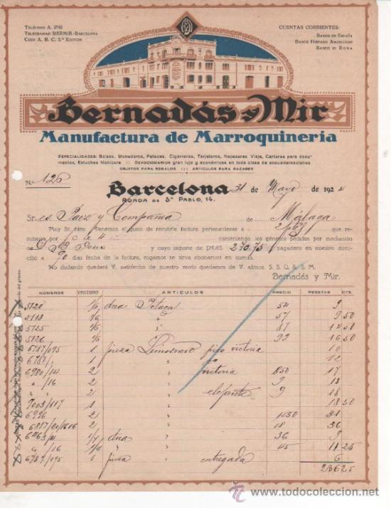 Cartas comerciales: carta comercial manufactura de marroquer&iacute;a bernad&aacute;s y mir: monederos, petacas, tarjeteros...