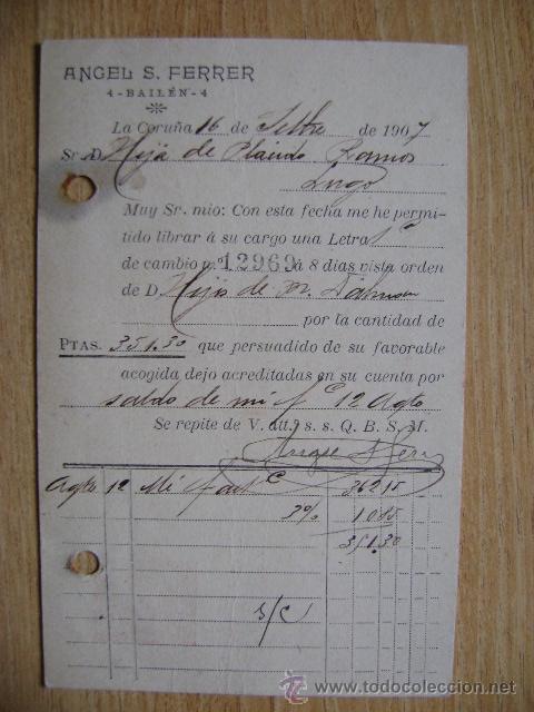 Cartas comerciales: Postal comercial 1907, &Aacute;ngel Ferrer, Bail&eacute;n - Foto 1