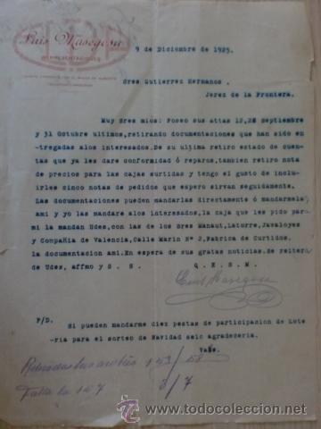 Lettere commerciali: CARTA COMERCIAL. LUIS MASEGOSA. REPRESENTACIONES. ALBACETE. DICIEMBRE 1925.