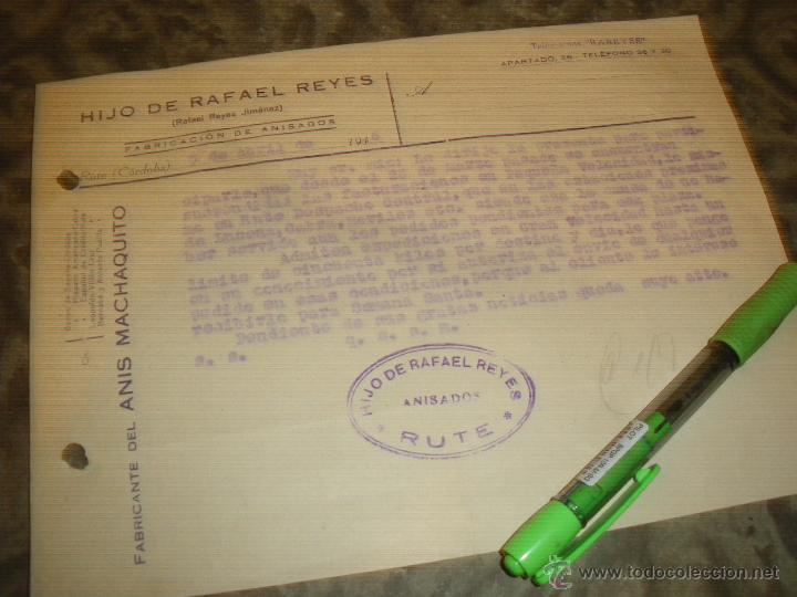 Cartas comerciales: ANIS MACHAQUITO, HIJO DE RAFAEL REYES. RUTE CORDOBA 1946.