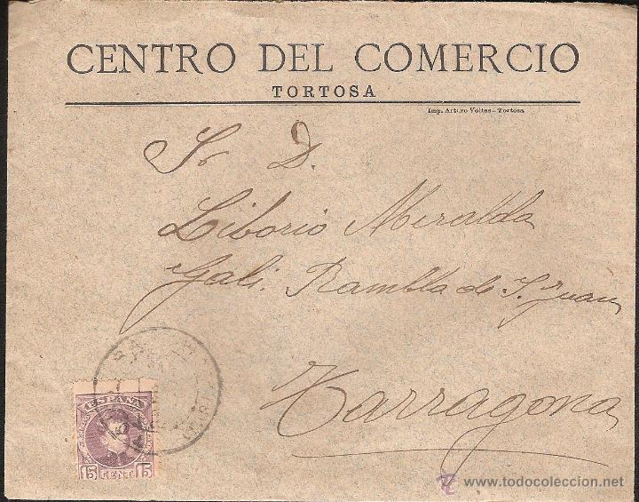 Cartas comerciales: DOCUMENTO TORTOSA SOBRE Y CARTA COMERCIAL DEL CENTRO DEL COMERCIO DE 1903 - Foto 1