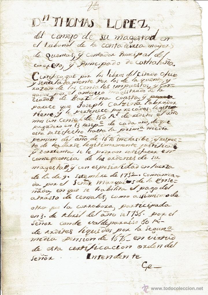 Cartas comerciales: D-THOMAS LOPEZ  DEL CONSEJO DE SU MAJESTAD - Foto 1