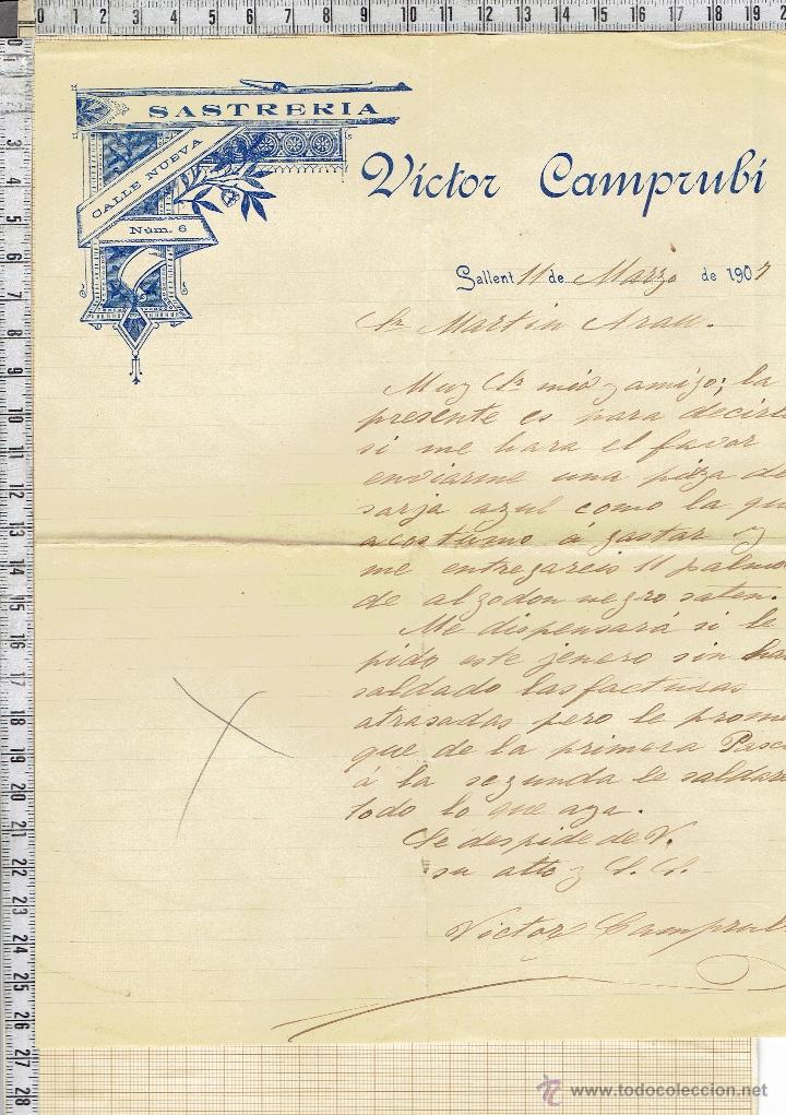 Cartas comerciales: CARTA COMERCIAL FECHADA EN SALLENT-1907. - Foto 1