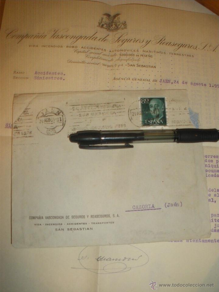 Cartas comerciales: COMPA&Ntilde;IA VASCONGADA DE SEGUROS Y REASEGUROS, SAN SEBASTIAN 1955. - Foto 1