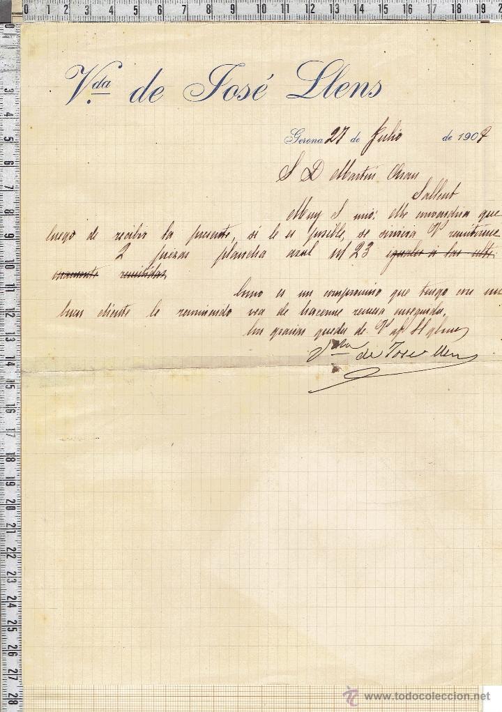 Cartas comerciales: CARTA COMERCIAL FECHADA EN GERONA-1907. - Foto 1