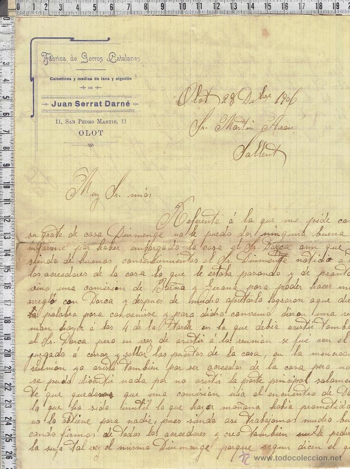 Cartas comerciales: CARTA COMERCIAL FECHADA EN OLOT 1906. - Foto 1
