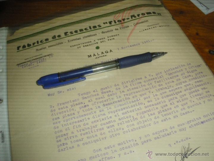 Cartas comerciales: FABRICA DE ESENCIAS FLOR AROMA, MALAGA 1941.