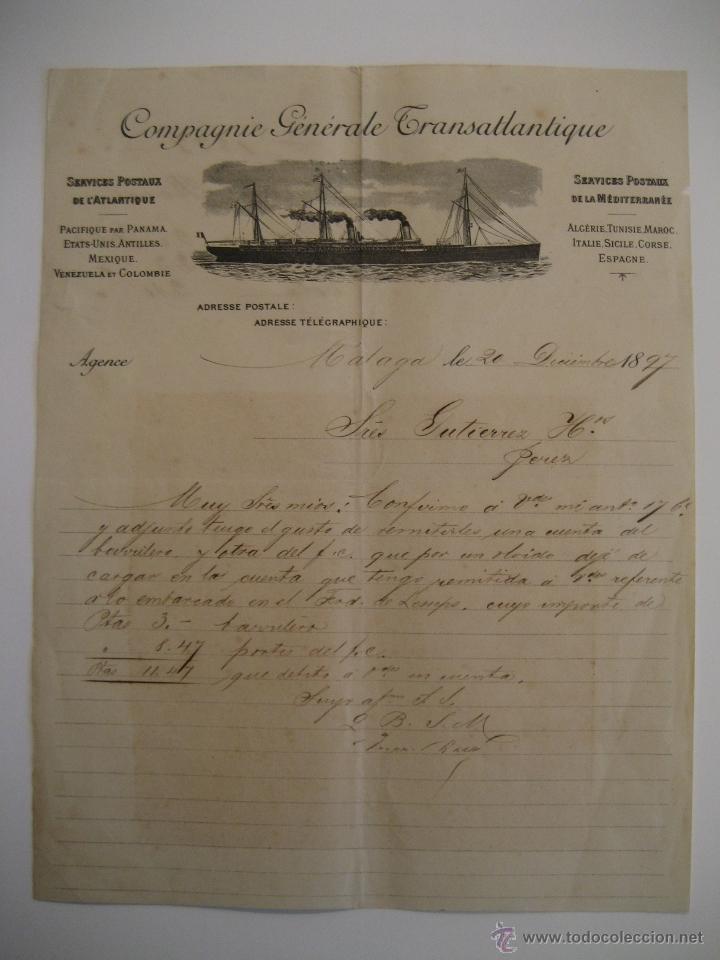 Cartas comerciais: COMPAGNIE G&Eacute;N&Eacute;RALE TRANSATLANTIQUE, M&Aacute;LAGA DICIEMBRE 1897