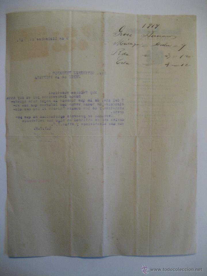 Cartas comerciales: GROSS HERMANOS, M&Aacute;LAGA 1917. - Foto 2