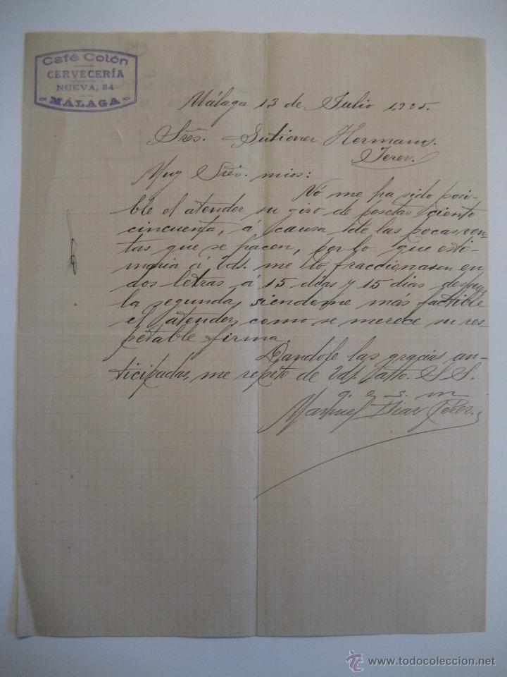 Commercial Letters: CAF&Eacute; COL&Oacute;N, CERVECER&Iacute;A. M&Aacute;LAGA 1925.