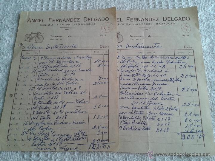 Cartas comerciales: 2 CARTAS COMERCIALES ANGEL FERNANDEZ DELGADO. BICICLETAS - ACCESORIOS. TORRENUEVA A&Ntilde;O 1967