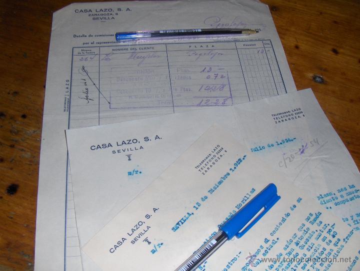 Cartas comerciales: CASA LAZO, COLONIALES. SEVILLA. 3 DOCUMENTOS. - Foto 1