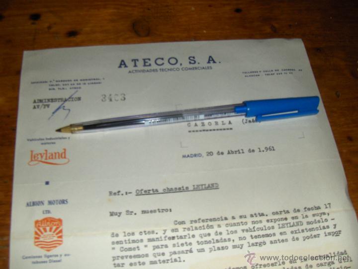 Lettres commerciales: ATECO, ACTIVIDADES TECNICO COMERCIALES, MADRID. LEYLAND, ALBION MOTORS, TROJAN LIMITED, SIMMS.