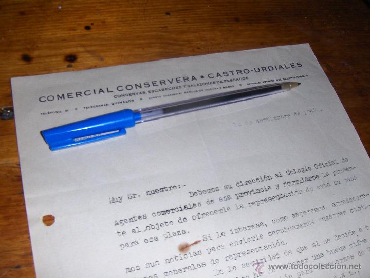 Cartas comerciales: COMERCIAL CONSERVERA, V CARRASCO HERMOSA. CASTRO URDIALES 1944.
